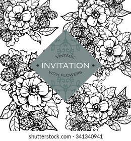Wedding invitation cards with floral elements
