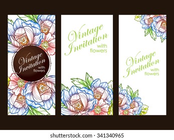 Wedding invitation cards with floral elements