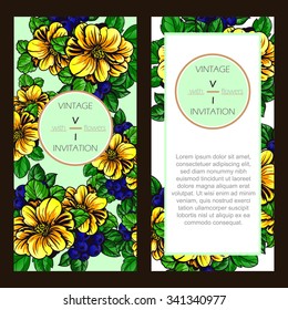 Wedding invitation cards with floral elements
