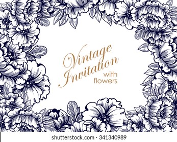 Wedding invitation cards with floral elements