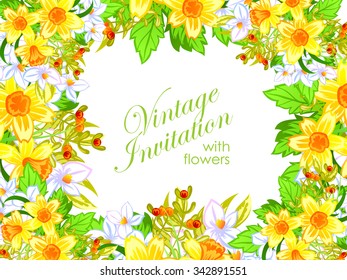 Wedding invitation cards with floral elements