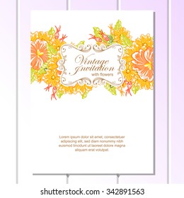 Wedding invitation cards with floral elements