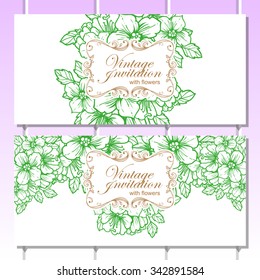 Wedding invitation cards with floral elements
