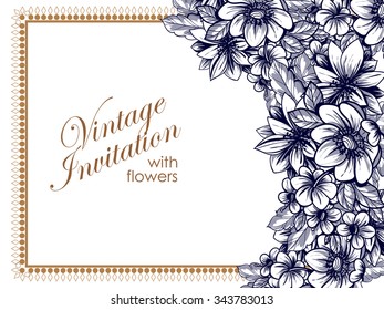 Wedding invitation cards with floral elements