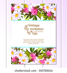 Wedding invitation cards with floral elements