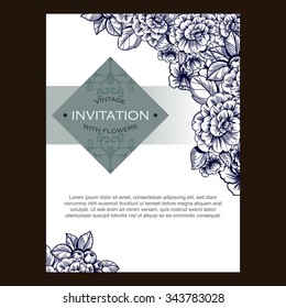 Wedding invitation cards with floral elements