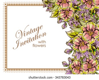 Wedding invitation cards with floral elements