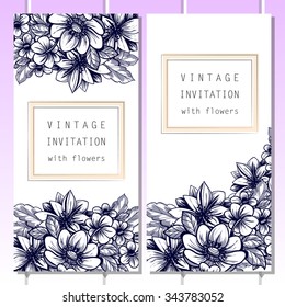 Wedding invitation cards with floral elements