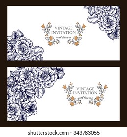 Wedding invitation cards with floral elements