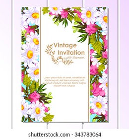 Wedding invitation cards with floral elements