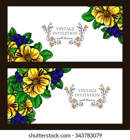 Wedding invitation cards with floral elements