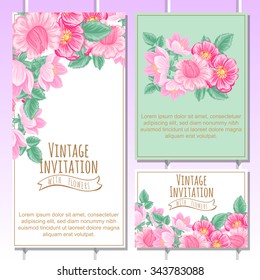 Wedding invitation cards with floral elements