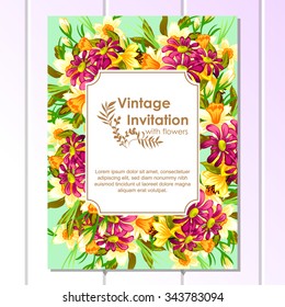 Wedding invitation cards with floral elements