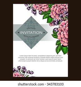 Wedding invitation cards with floral elements