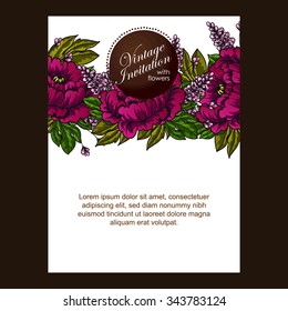 Wedding invitation cards with floral elements