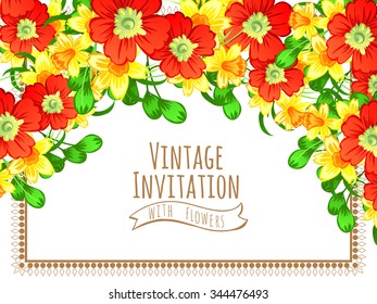 Wedding invitation cards with floral elements