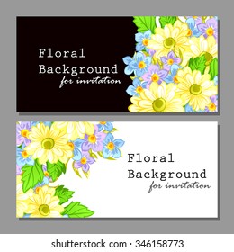 Wedding invitation cards with floral elements