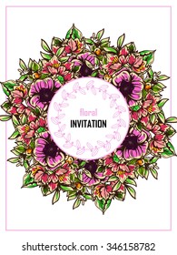 Wedding invitation cards with floral elements