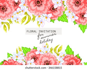 Wedding invitation cards with floral elements