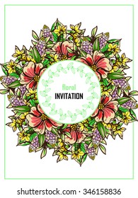 Wedding invitation cards with floral elements