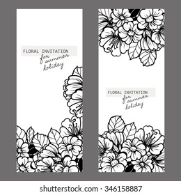 Wedding invitation cards with floral elements