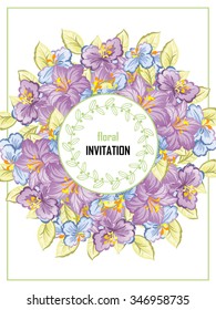 Wedding invitation cards with floral elements