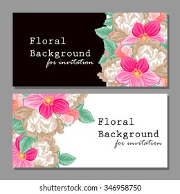 Wedding invitation cards with floral elements