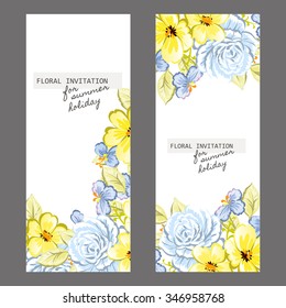 Wedding invitation cards with floral elements