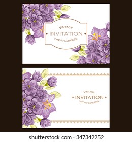 Wedding invitation cards with floral elements