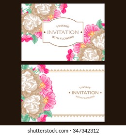 Wedding invitation cards with floral elements