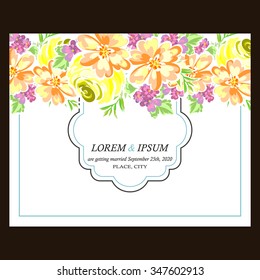 Wedding invitation cards with floral elements