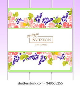 Wedding invitation cards with floral elements