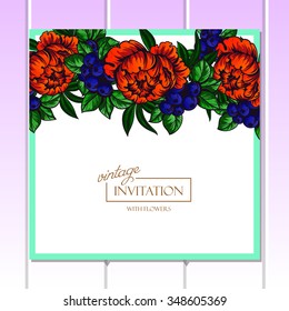 Wedding invitation cards with floral elements