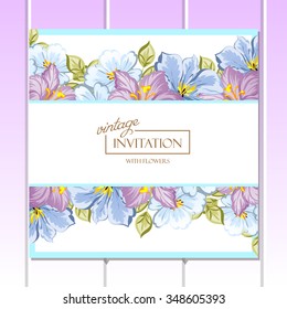 Wedding invitation cards with floral elements