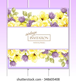 Wedding invitation cards with floral elements