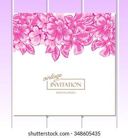 Wedding invitation cards with floral elements