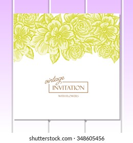Wedding invitation cards with floral elements