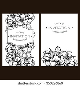Wedding invitation cards with floral elements
