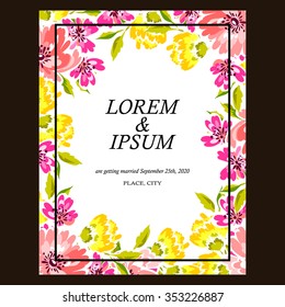 Wedding invitation cards with floral elements
