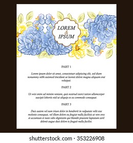 Wedding invitation cards with floral elements