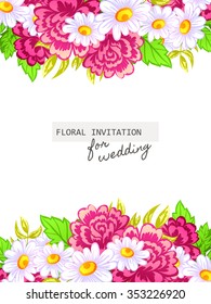 Wedding invitation cards with floral elements