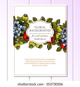 Wedding invitation cards with floral elements
