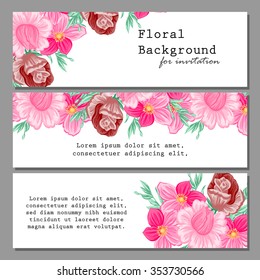 Wedding invitation cards with floral elements