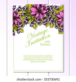 Wedding invitation cards with floral elements