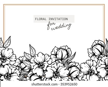 Wedding invitation cards with floral elements