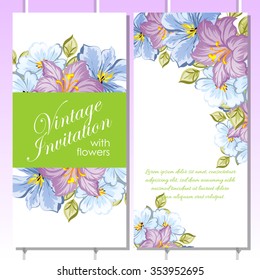 Wedding invitation cards with floral elements