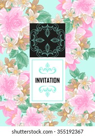 Wedding invitation cards with floral elements