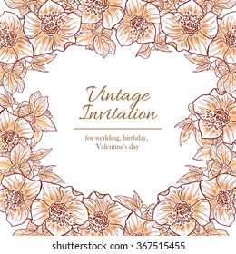 Wedding invitation cards with floral elements