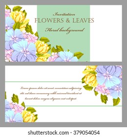 Wedding invitation cards with floral elements