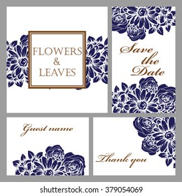 Wedding invitation cards with floral elements